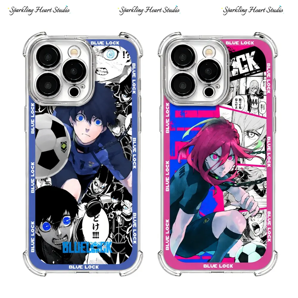 Cool Fashion Anime Blue Lock Phone Cases For iPhone 17 16 15 14 13 12 Promax Pro Plus Air Silver Black Anti-Drop Cover Trendy Luxury Aesthetic Shells Daily Accessory Gift