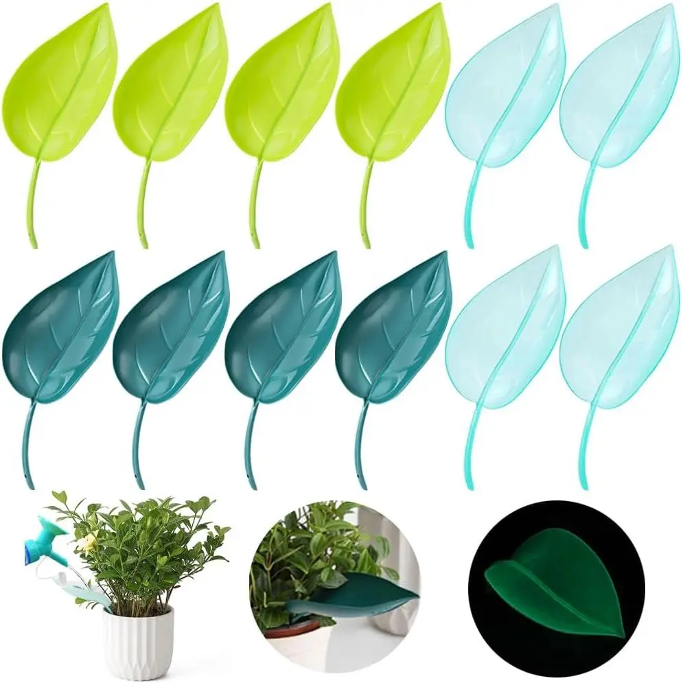 12 count  Pot Watering Funnel, 3 Color Leaf  Watering Devices, Creative Leaf Watering Device for Indoor and Outdoor  (12)