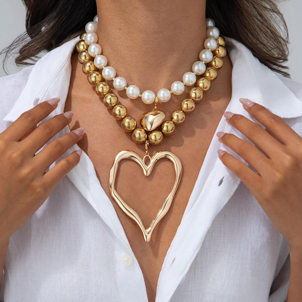 Boho Hollow Out Heart Charm Decor Adjustable Beaded Design Pendant Necklaces, Boho Style Jewelry, Fashion Jewelry for Party, Daily Clothing Decor