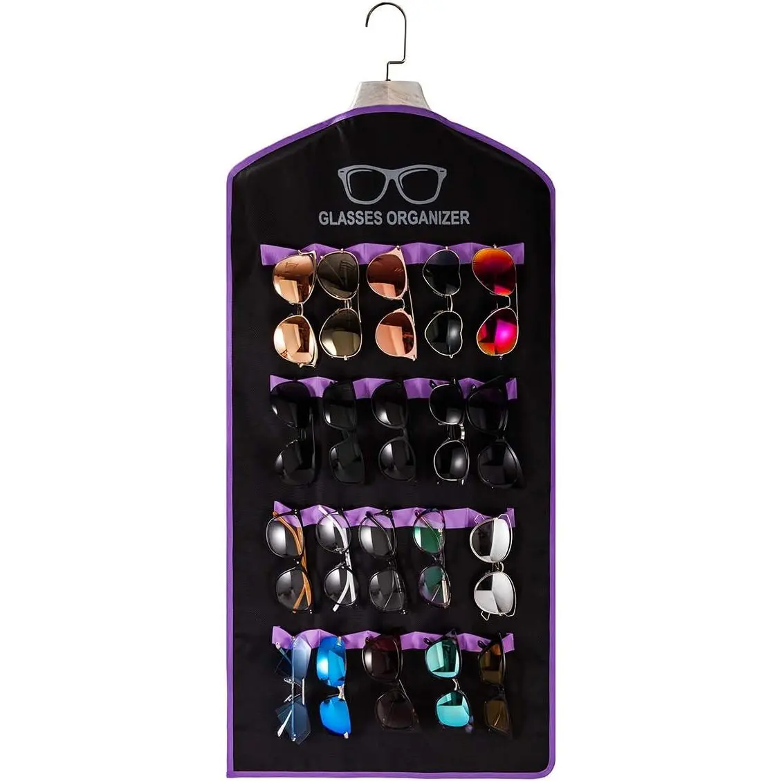 Sunglasses Organizer for Wall Glasses Storage Closet Shades Holder |  Eyewear wall-mounted Multiple Eyeglasses Sunnies Hang Organization Storing Display Durable Fabric Save Space