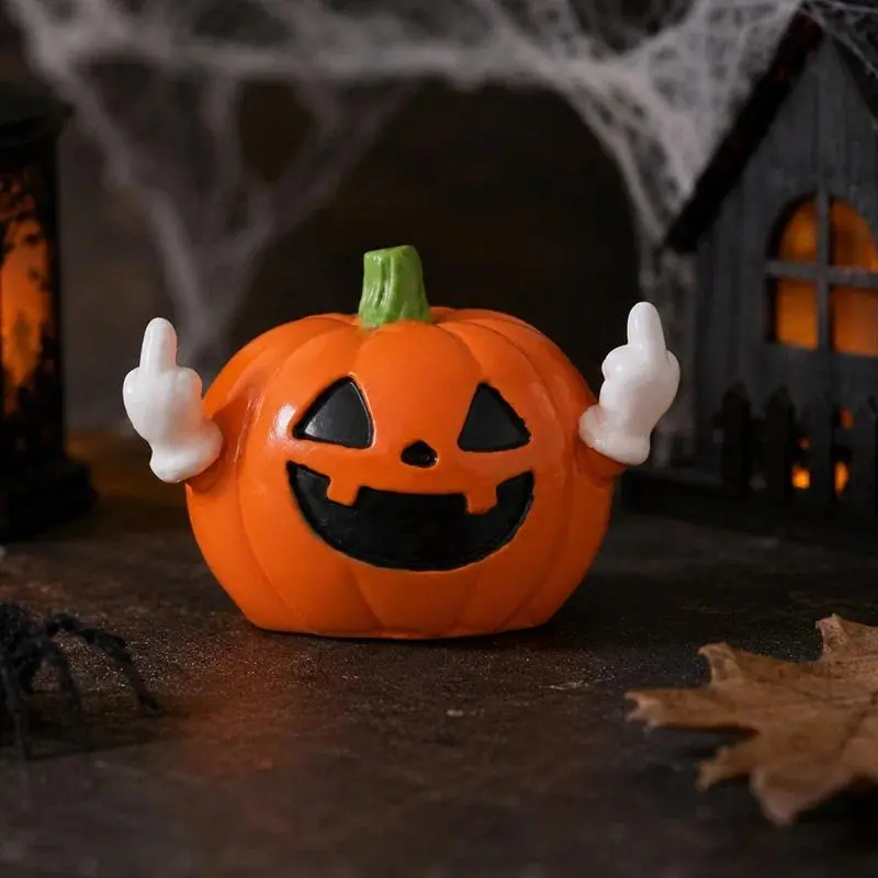 Halloween Resin Pumpkin Figurines Funny Pumpkin Statue Decorations For Festival Themed Party Halloween Resin Ornaments