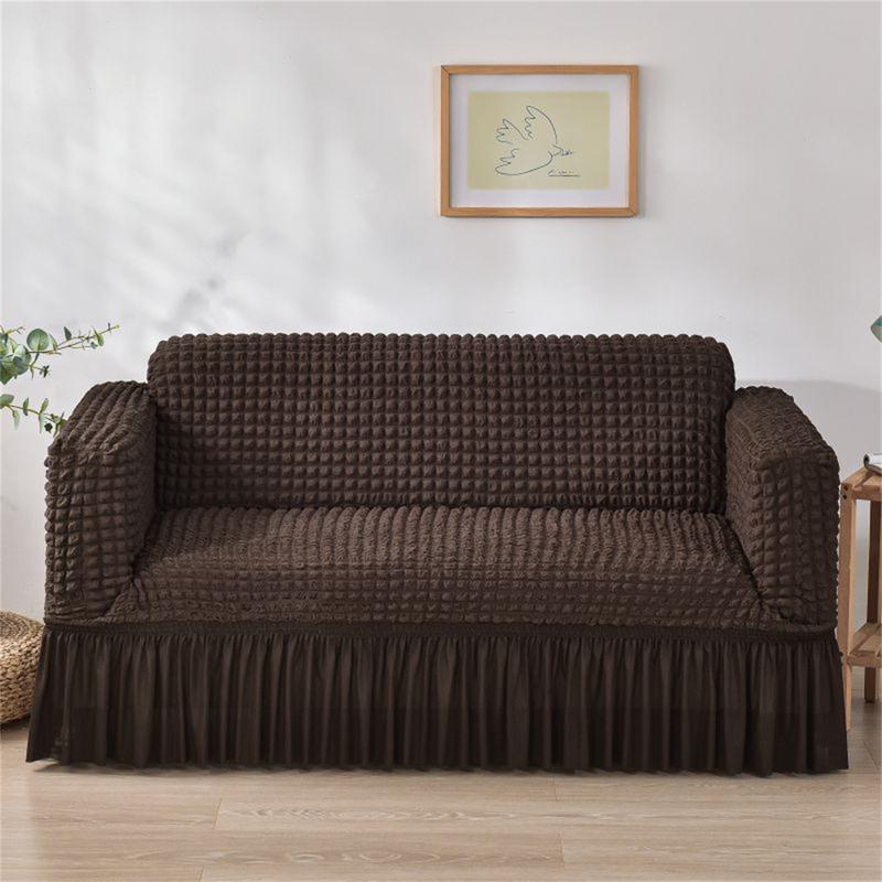 Solid Color Jacquard Sofa Cover with Skirt, 1 Count Soft Comfortable High Stretch Sofa Slipcover, Dustproof Sofa Cover for Home Living Room, Home Decor, Sofa Couch Covers