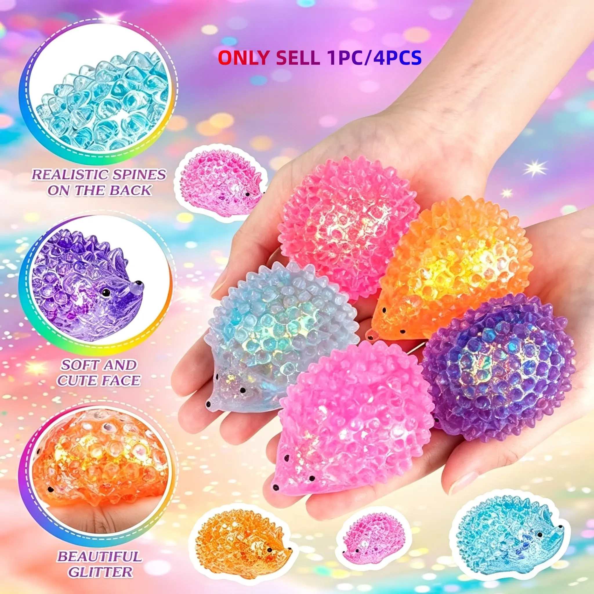 1/4 Pack Hedgehog Fidget Squeeze Toy, Colorful Sensory Stress Balls for Anxiety Relief, Bulk Squishy Balls for Kids & Adults, Cute Desktop Decor, Christmas Birthday Goodie Bag Fillers, Party Favors for Boys Girls#fidgettoy#squeezetoy#stressrelief#asmrtoy