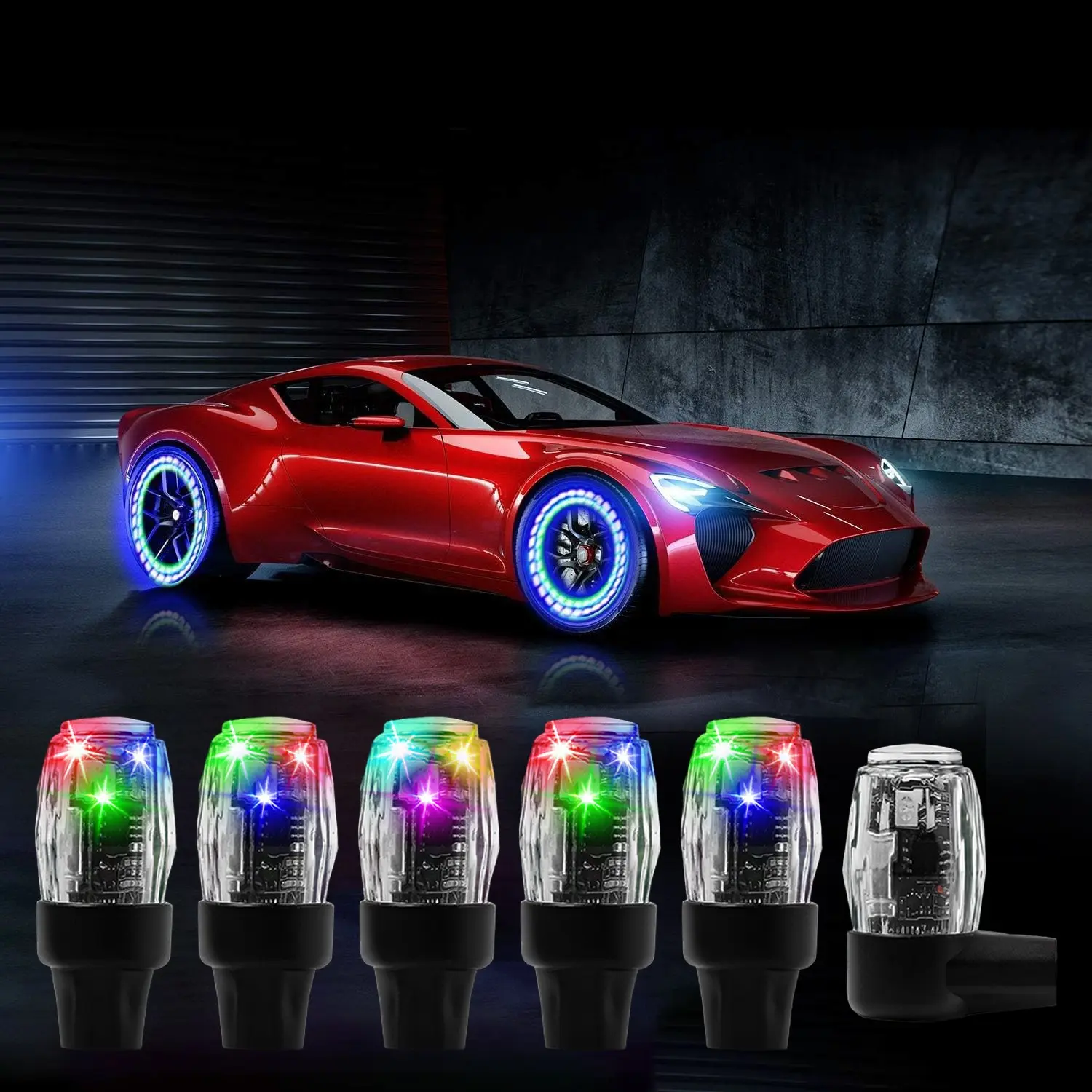 LED Tire Valve Stem Lights, Rechargeable Waterproof Valve Cap Lights for Cars, SUVs, Trucks, Motorcycles & Bicycles