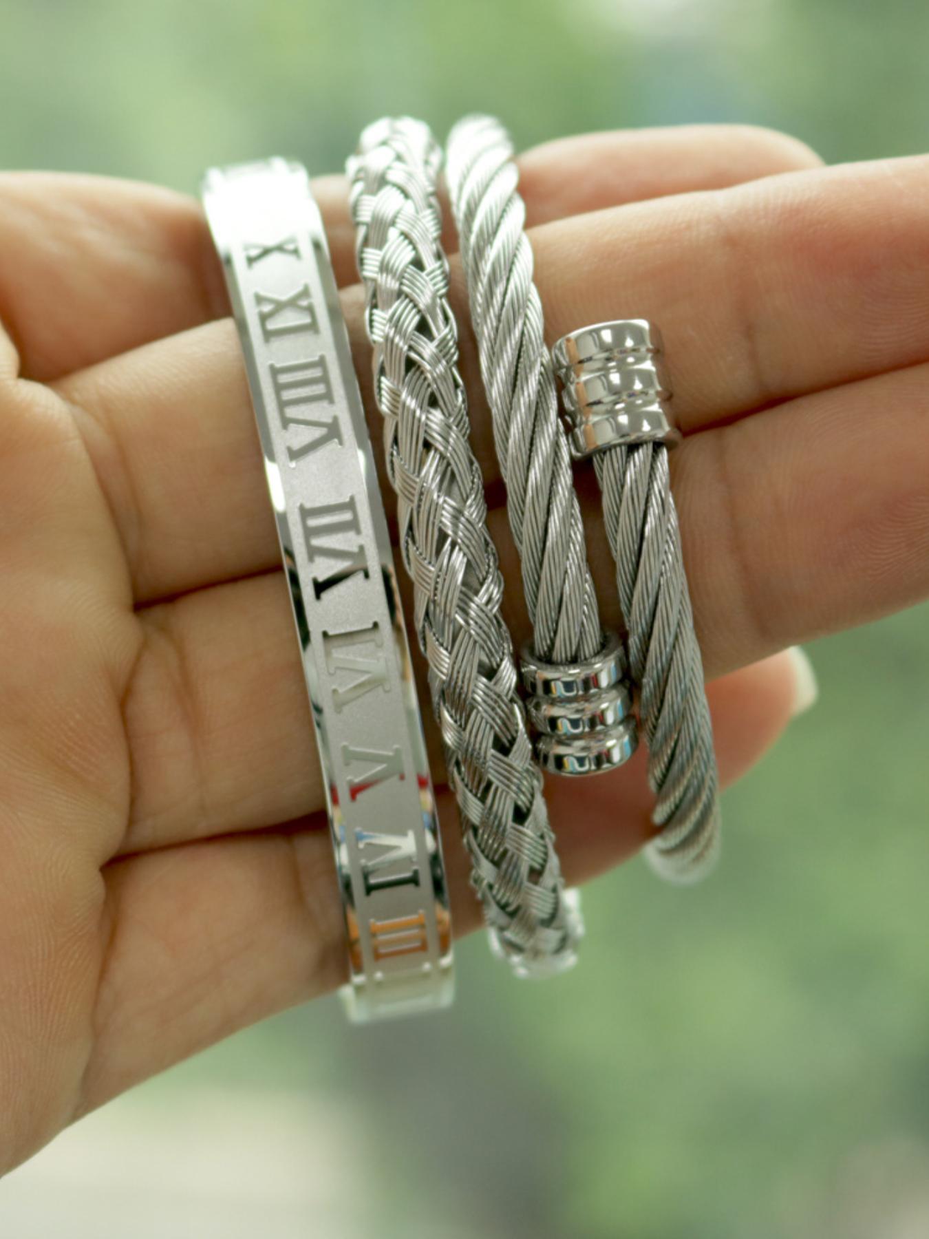 Fashionable Criss Cross Design Bangle for Women & Men, Couple Things, Stainless Steel Jewelry for Party, Daily Clothing Decor, Trendy All-match & Exquisite Jewelry for Birthday Gift, Trendy Stack Bangle