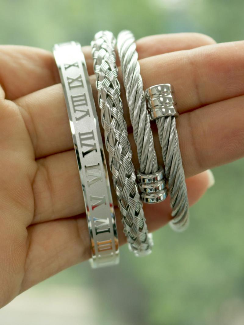 Fashionable Criss Cross Design Bangle for Women & Men, Couple Things, Stainless Steel Jewelry for Party, Daily Clothing Decor, Trendy All-match & Exquisite Jewelry for Birthday Gift, Trendy Stack Bangle