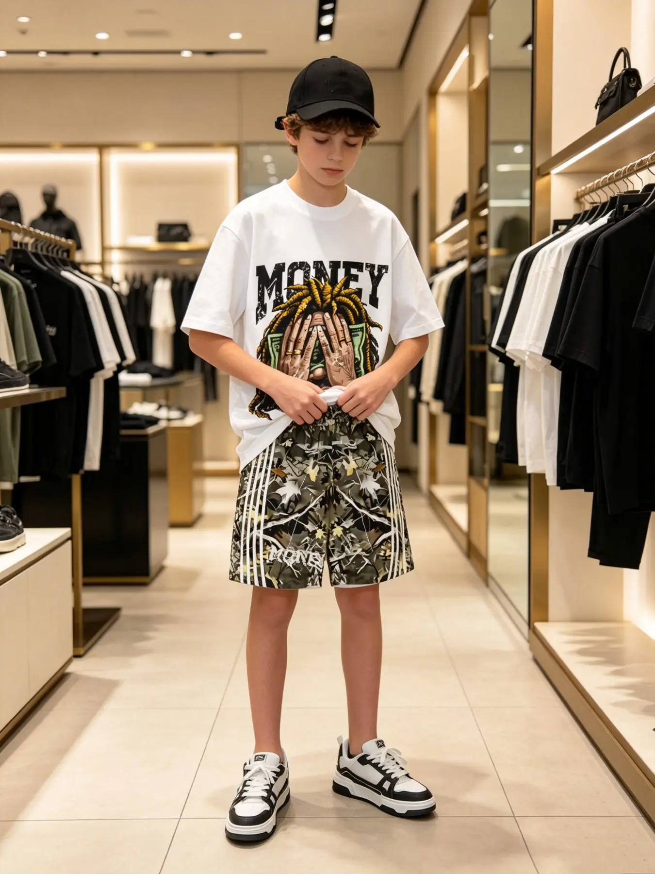 1 set of American street trendy and cool boy's short sleeved shorts set, with hip-hop and trendy style, is a very stylish summer outfit Graphic Print Set Two Piece Set