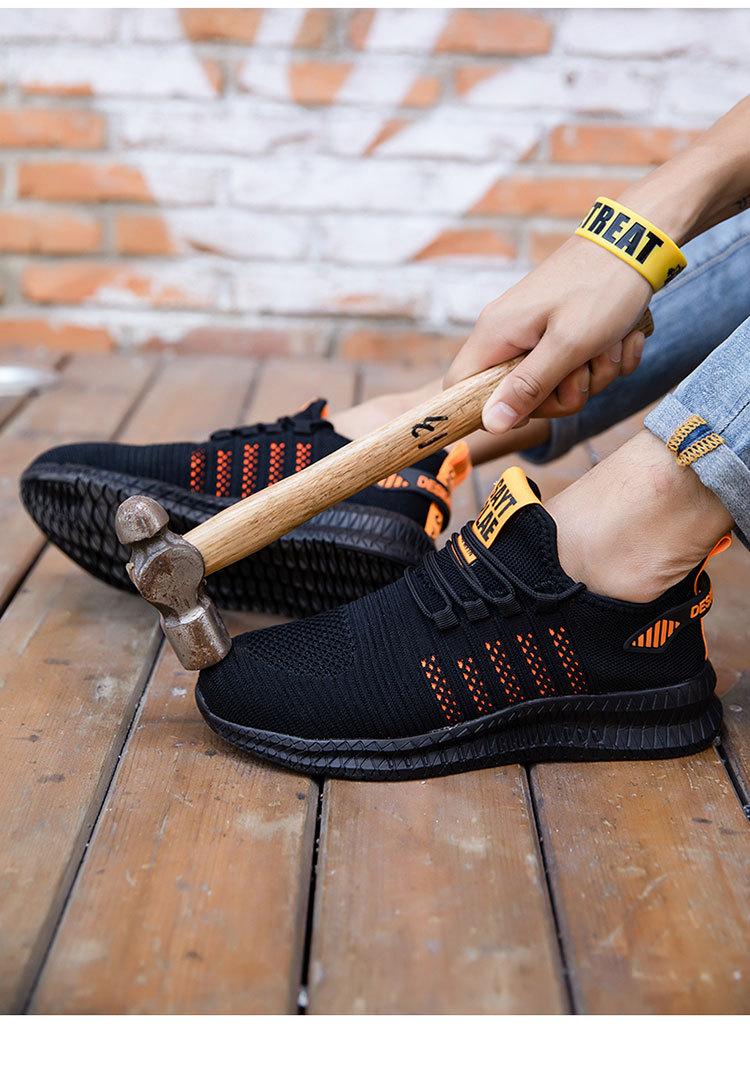 Men's and Women's Work Safety Shoes, Steel Toe Anti Smashing Boots, Breathable Mesh Adult Comfortable Anti Stab Sports Shoes
