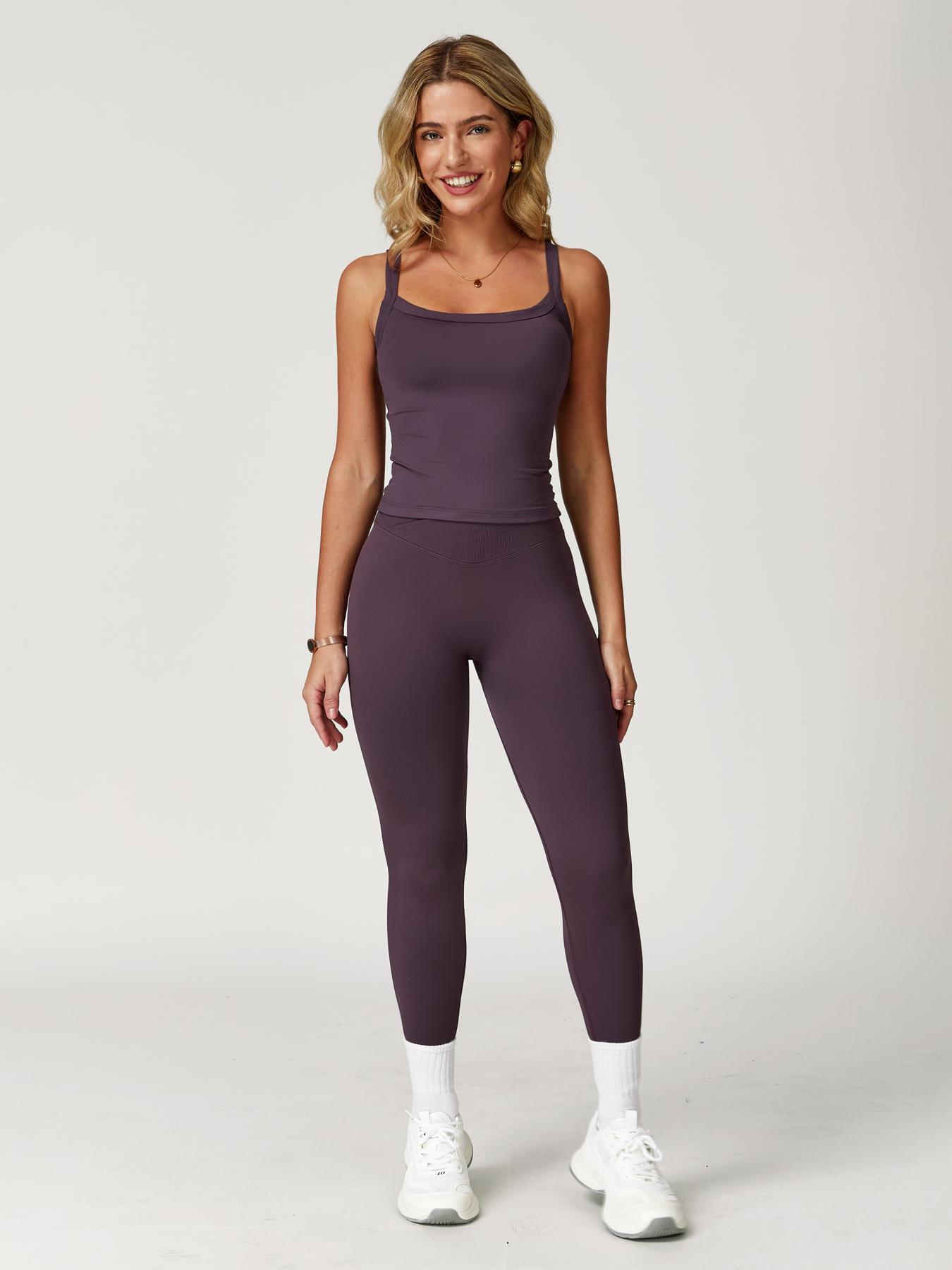 Women's Solid Cami Top & Leggings Sports Set, Casual Comfy Breathable Two-piece Outfits for Yoga Gym Workout Running, Ladies Sportswear for All Seasons, Yoga Clothes Set