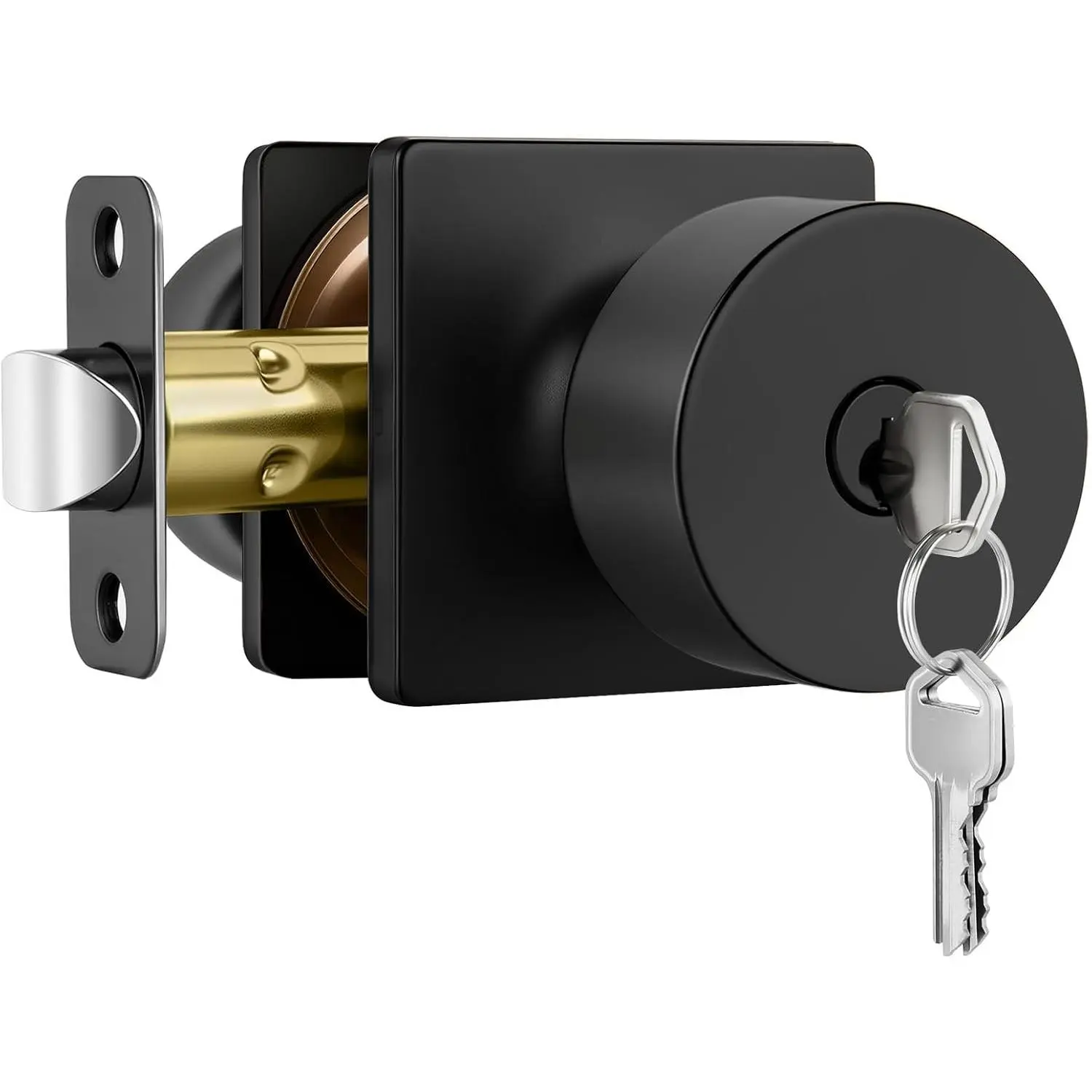 Black Door knob with Lock, keyed Door knob Exterior Door Lock Door knobs with Lock and Key (1 Pack)