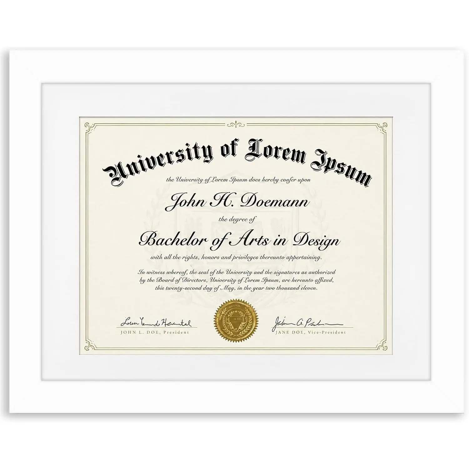 11x14 White Diploma Certificate Frame with Shatter-Resistant Glass and Engineered Wood - Displays Diplomas, Certificates and Documents, Use as 8.5x11 Frame with Mat or 11x14 Without Mat, Wall DisplayGift