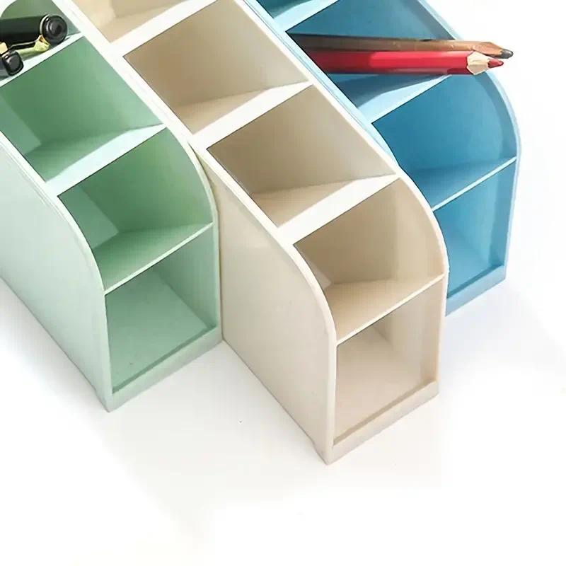 Desk Pen Holder, 1 Count Multi-functional Plastic Stationery Storage Box, Desk Organizer for Home Office School Student Teacher, Desk Organizer Tidy