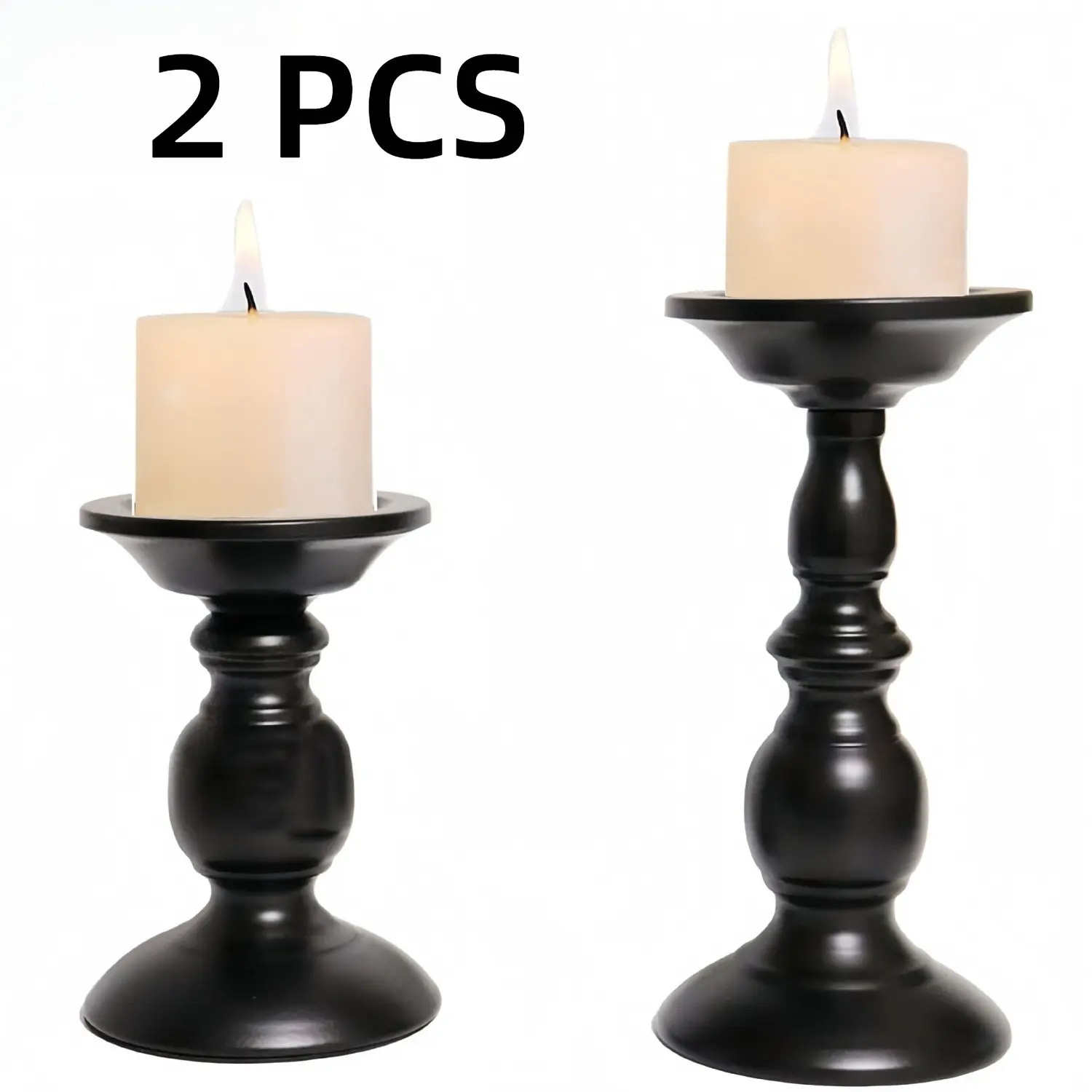 2 Pcs Iron Pillar Candle Holders, Pillar Candles Halloween Christmas Candle Holder Decorations, Gifts for Wedding Party Home Spa Reiki(S+L)
