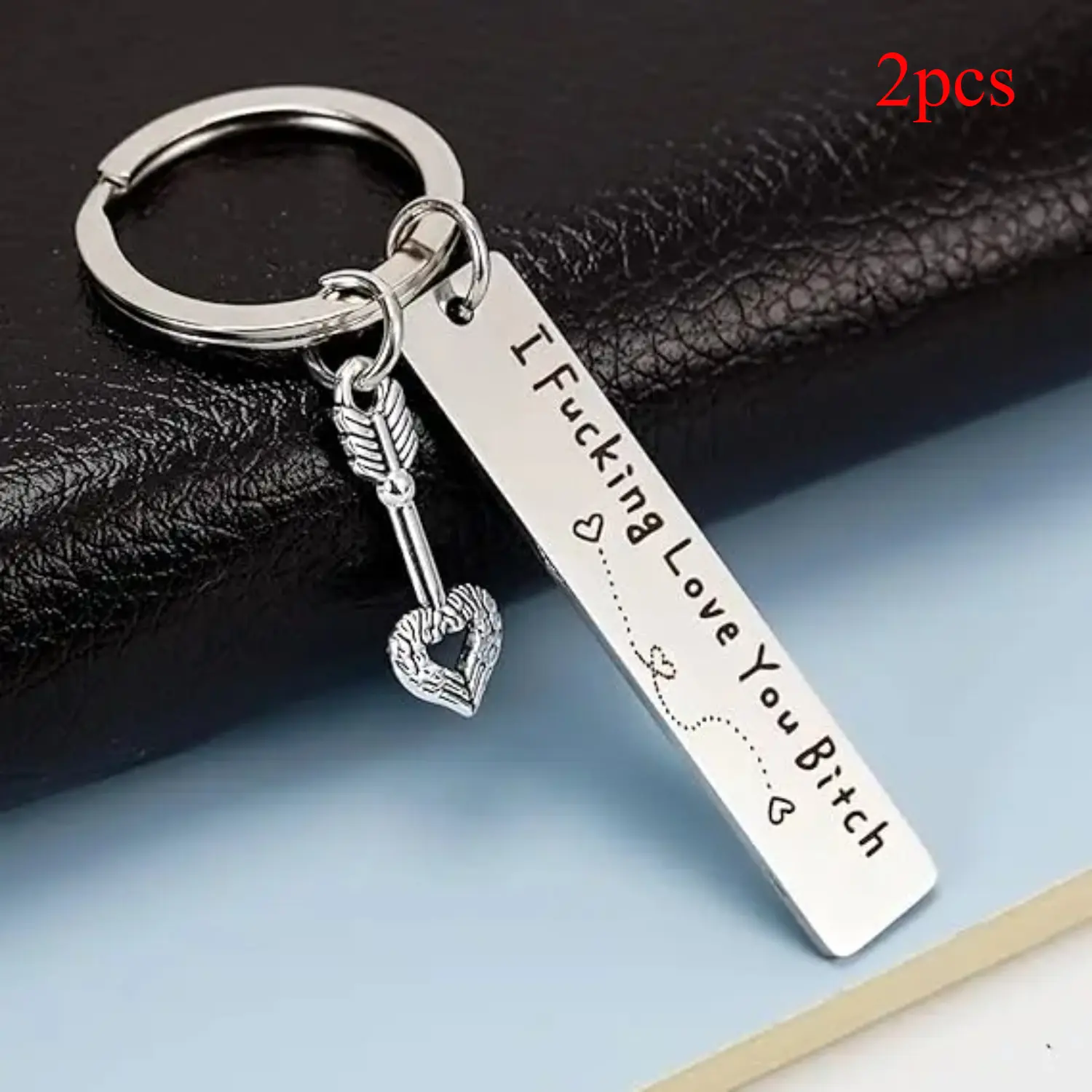 Women's 2pcs Engraved BFF Keychain with Humor Tone Playful Message Engraved Text, Female Gifts for Bestie, Birthday-Anniversary Friendship Key Chain