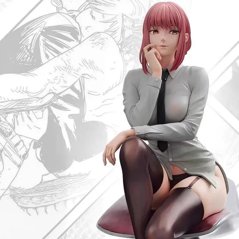 New 25cm Chainsaw Man Anime Figures Makima Figure Sitting Posture Pvc Statue Room Ornament Collection Model Toys Birthday Gifts