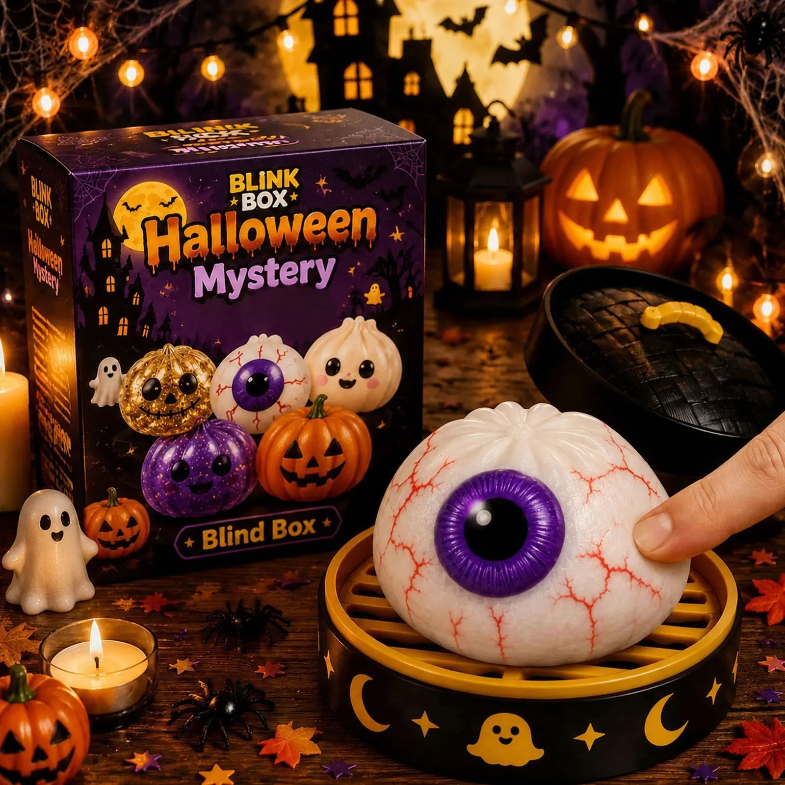 Cute Halloween Horror Ghost Gumball Squeeze Toy Set, Portable Stress Relief Hand Squeeze Toy, Perfect Halloween Party Candy Bag Filler and Gift