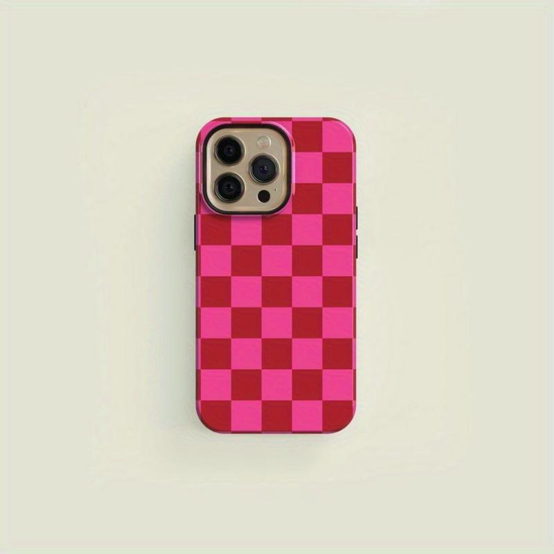 Pink and Red Checkered Case - Durable, Suitable for IPhone 16, 15, 14, 13 Pro Max