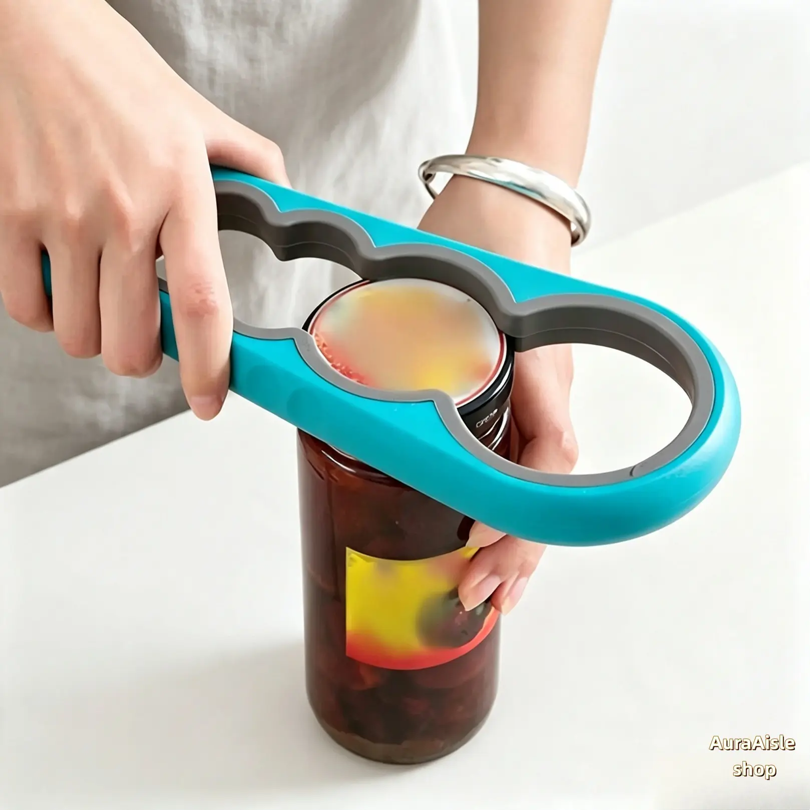4-in-1 Multifunctional Can & Bottle Opener Utensil, Lightweight Portable Plastic Jam Jar Gripper, Easy-Grip Kitchen Gadget for Elderly, Household Lid Remover, Practical Daily Tool & Holiday Gift