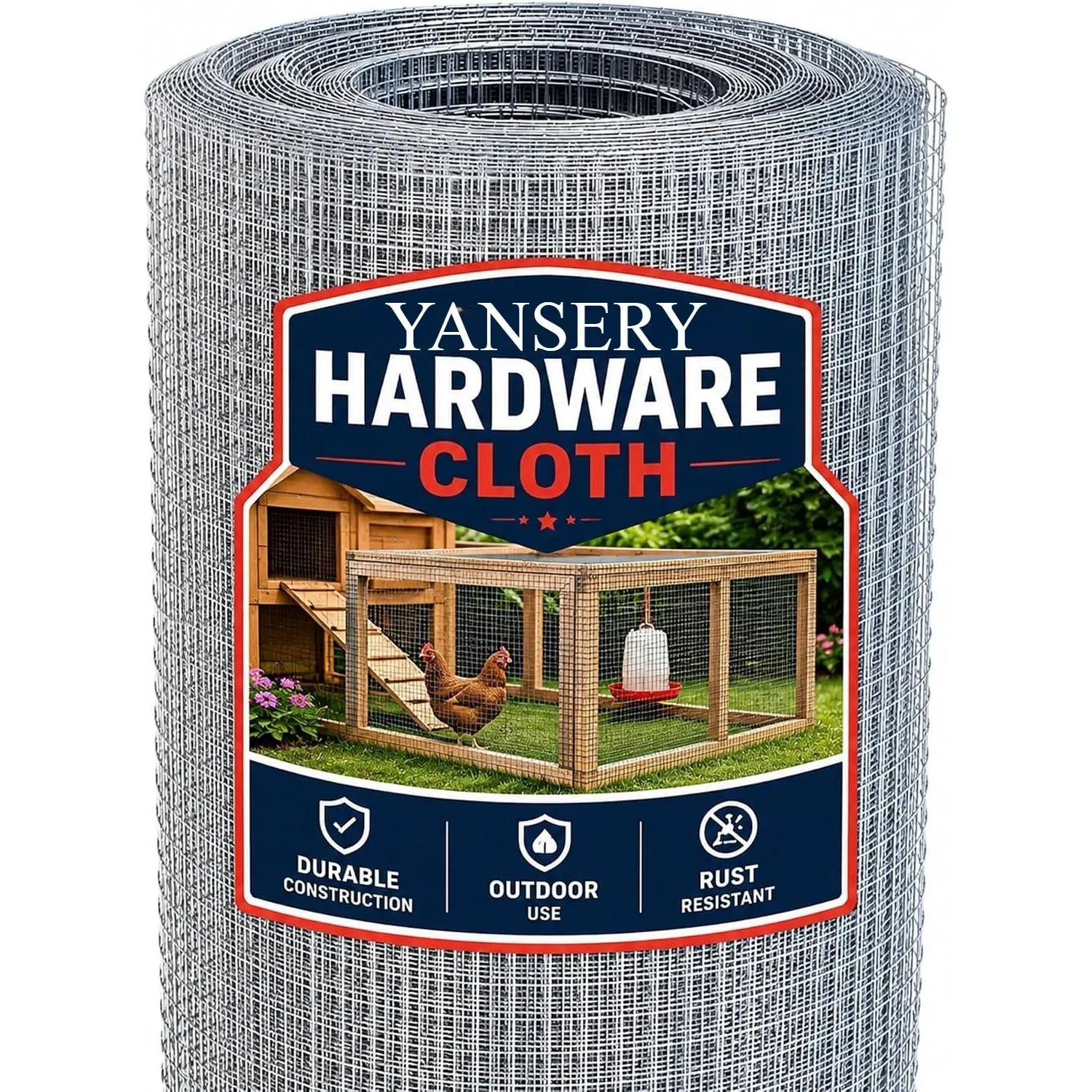 YANSERY Hardware Cloth, 48in x 100ft 1/2in Mesh, 19GA Chicken Wire Fencing | Hot-dip galvanized after welding, heavy-duty wire mesh, rust resistant, chicken coops, garden beds, rabbit cages, tree guards