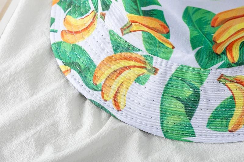 Unisex Bucket Cap Fruit Printing Hats Summer Double-sided Wear Man Women Cap Outdoor Sun Hat Classic Casual Panama Bucket Hat