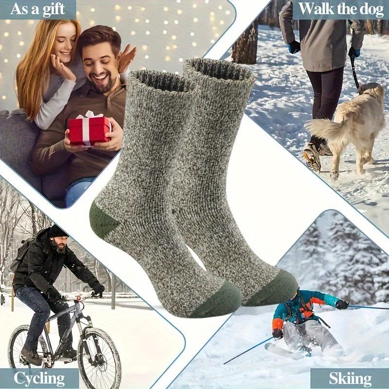 5 Pairs of Men's Thickened Warm Winter Socks - Soft and Comfortable Knitted Round Socks for Cold Weather, Polyester and Elastic Blended