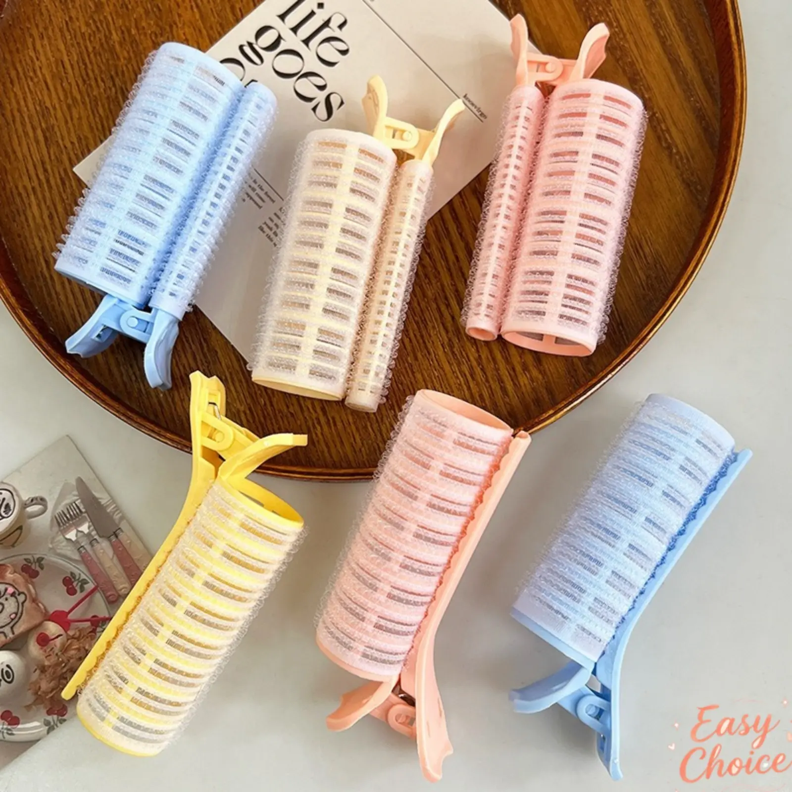 4Pcs/2Pcs French Style Hair Rollers, Large Fluffy Volume Hair Clips, Air Bangs Curling Tools, Gentle No Damage Hair Styling Clamps, Reusable Hair Curler Accessories For Daily Hairstyle, Suitable For Students