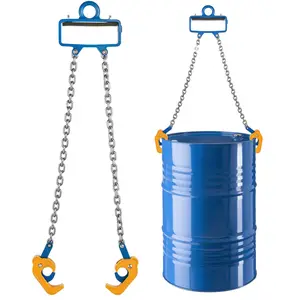 Chain Drum Lifter And Lifting Chain Sling With G80 Rating, Security Hook, 2200 LBS Capacity, Drums Handling Equipment For Crane Forklift, Carbon Steel Barrel Lifter For Plastic And Metal Drums