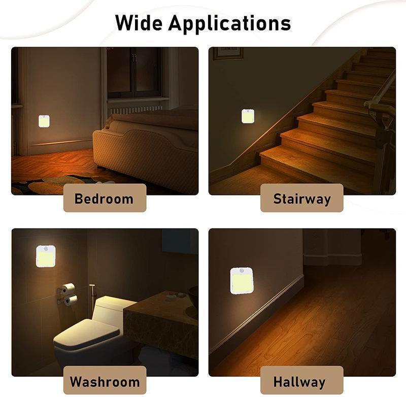 Plug-in Smart Motion Sensor LED Night Light - 0.6W, Dimmable Warm White Ambient Lighting, Auto-On/Off, Adjustable Brightness, Energy-Efficient, US/EU Compatible for Bedroom, Hallway