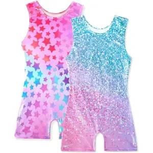 Gymnastics Leotards for Girls Shiny Toddler Biketard Unitard Dance Tumbling Outfits
