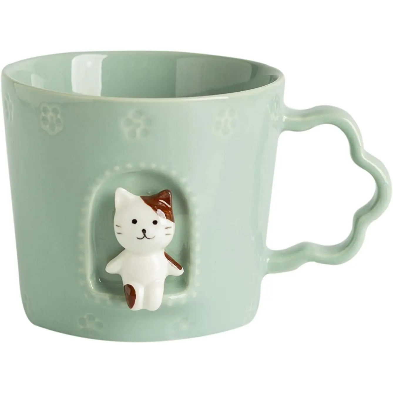 Ceramic Cup Window  Mug Cute Cartoon  Figurine Mugs,Holiday and Birthday  for Daughter,Son,,9 OZ (Blue)