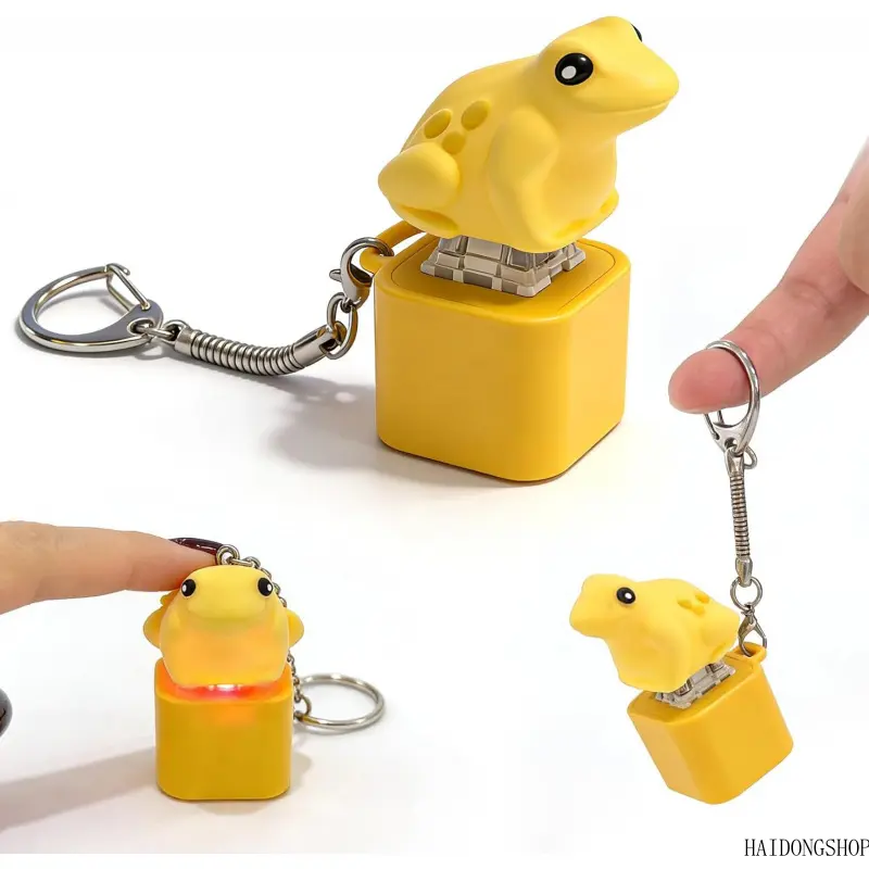 Fidget Stress Relief TikTok Viral Yellow Duck Press Sound Keychain, Game Replica Press Activated Sound Toy Charm, Cute Portable Sensory Ornament For Teens Backpack Car Key Daily Decor,picture