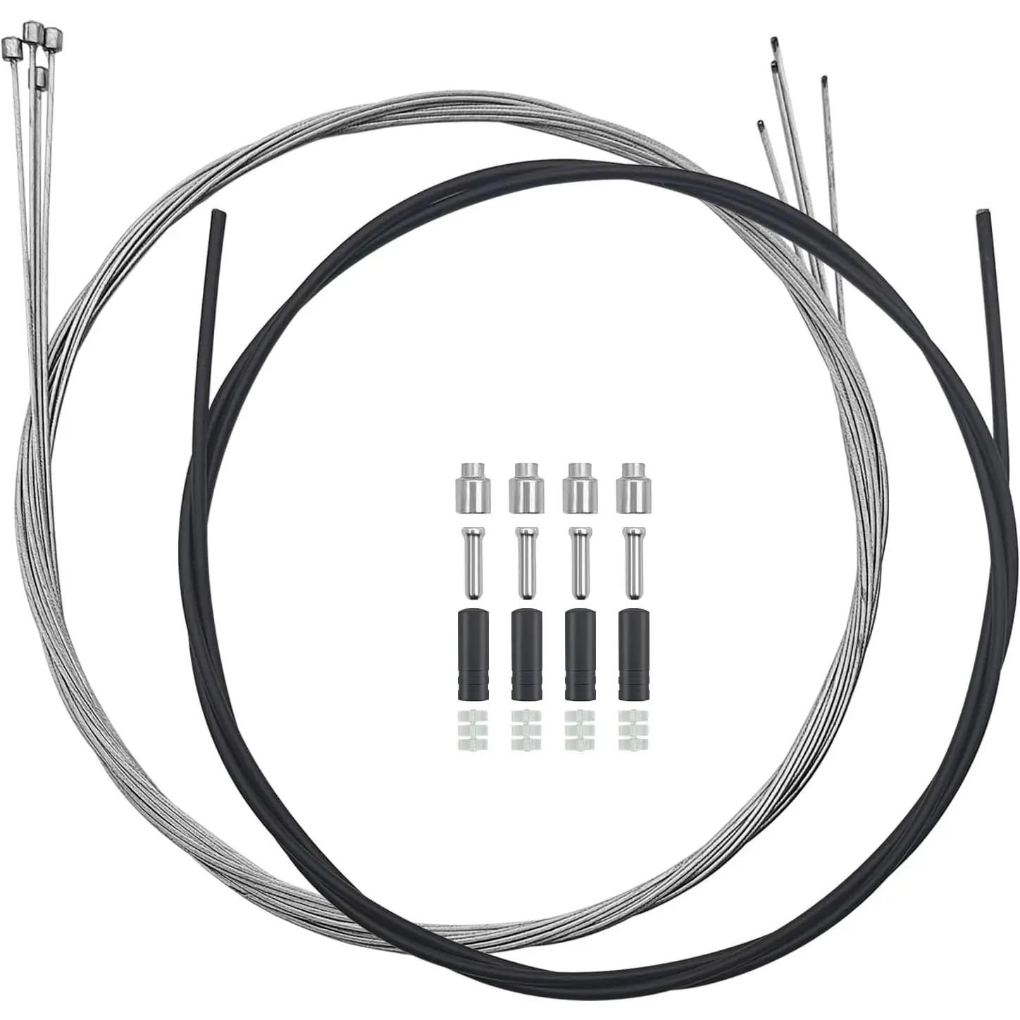 Shift  Kit, 4 count Derailleur  Shift  and A 2M   Shift Housing,  Shifter Wire for Mountain and MTB Road  with Free 2 O-Rings, 4 End Ferrules and 4 End Caps