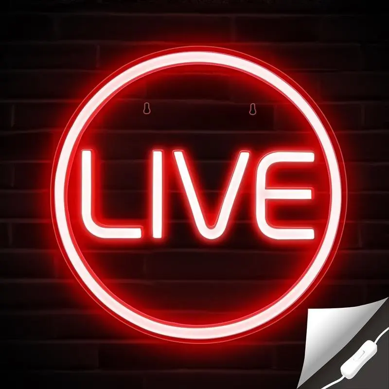 Colorful Live Neon Light, Adjustable Wall-Mounted Round LED Lamp, Dimmable Wall Sconce, Ideal for Twitch, Youtube, Gaming Room Decor, Studio Background Lighting