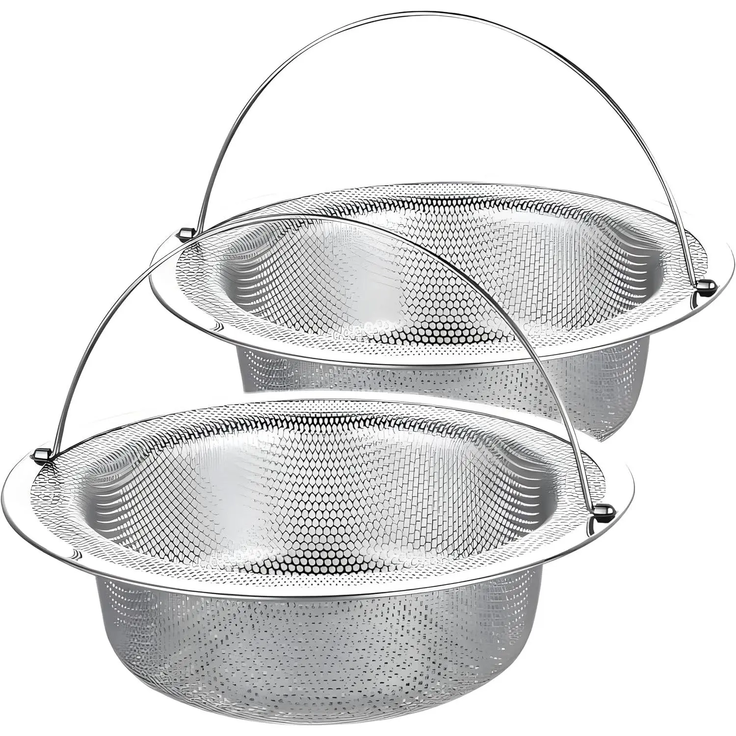 2 Pack Stainless Steel Sink Strainer Basket, Fine Mesh Drain Protector for Kitchen, Anti-Clog Rustproof Design, Dishwasher Safe Heavy Duty