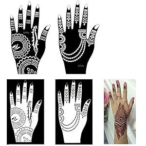 XMASIR 16 Sheets Temporary Henna Tattoo Kit, Reusable Tattoo Stencils Sets Indian Arabian Temporary Tattoo Templates Kit for Body Hand Art