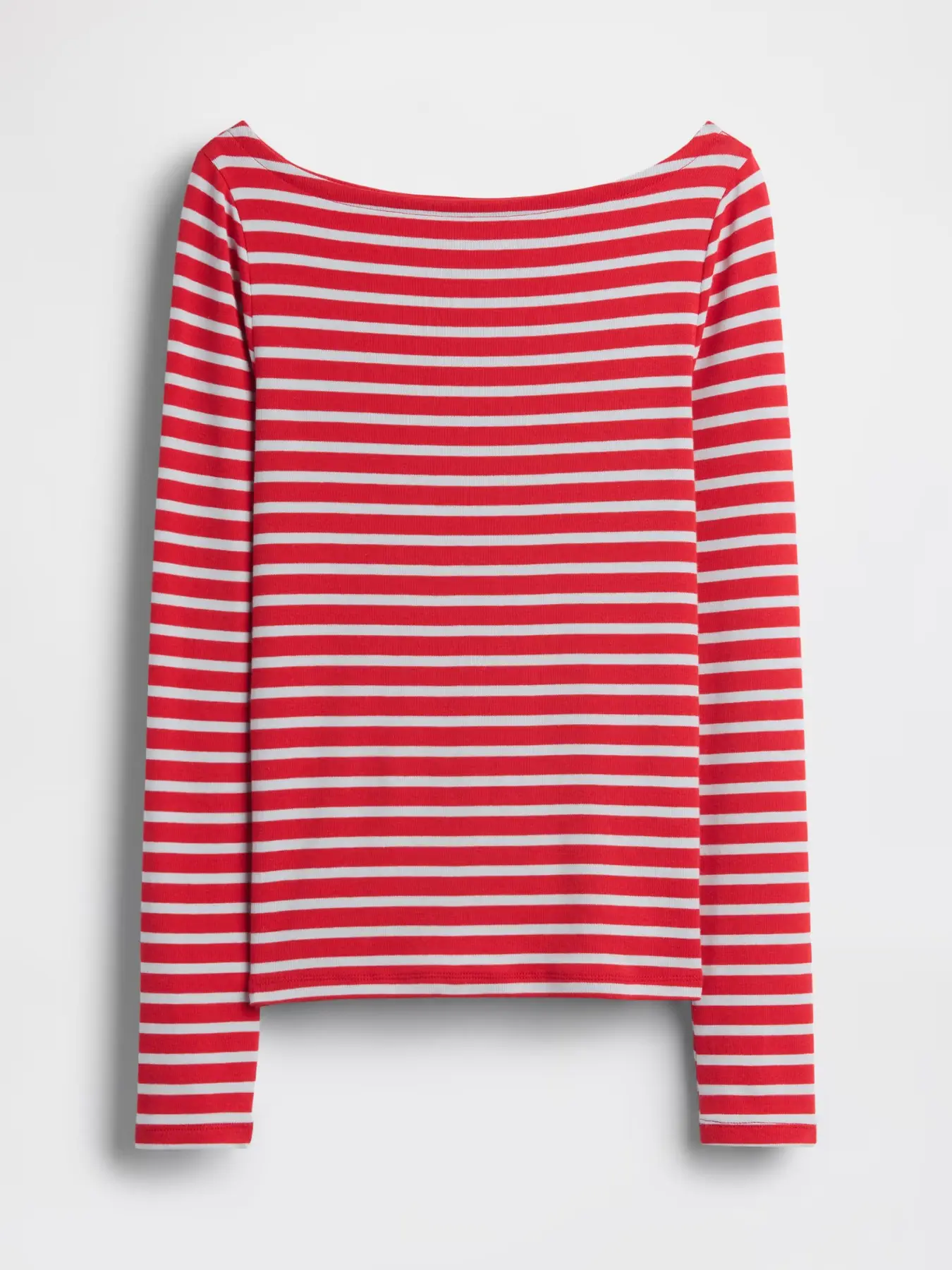 French Vintage Women's Striped Boat Neck Long Sleeve Top, Elastic Slim Fit Basic Casual Stripe T-Shirt, Fashionable Layering Piece