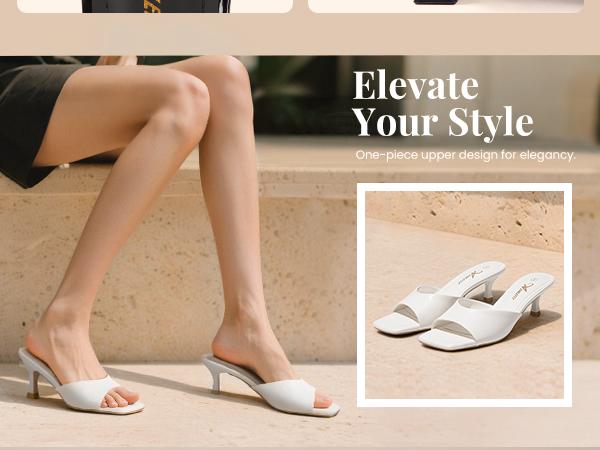 Athlefit Kitten Heels for Women Heeled Sandals Square Open Toe Low Heels 2 Inch Comfortable Slip On Slides