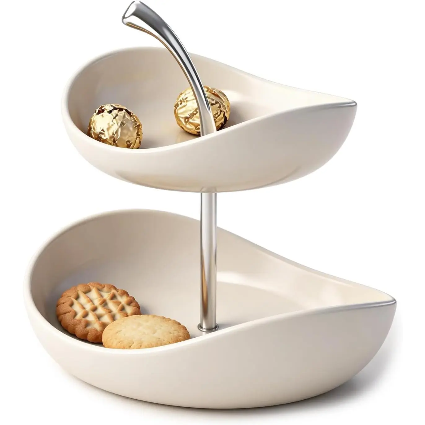 2 tier fruit basket, tiered fruit bowl – 2-Tier Ceramic Fruit Stand for Kitchen Counter, Decorative Serving Tray for Snacks, Desserts &  Produce