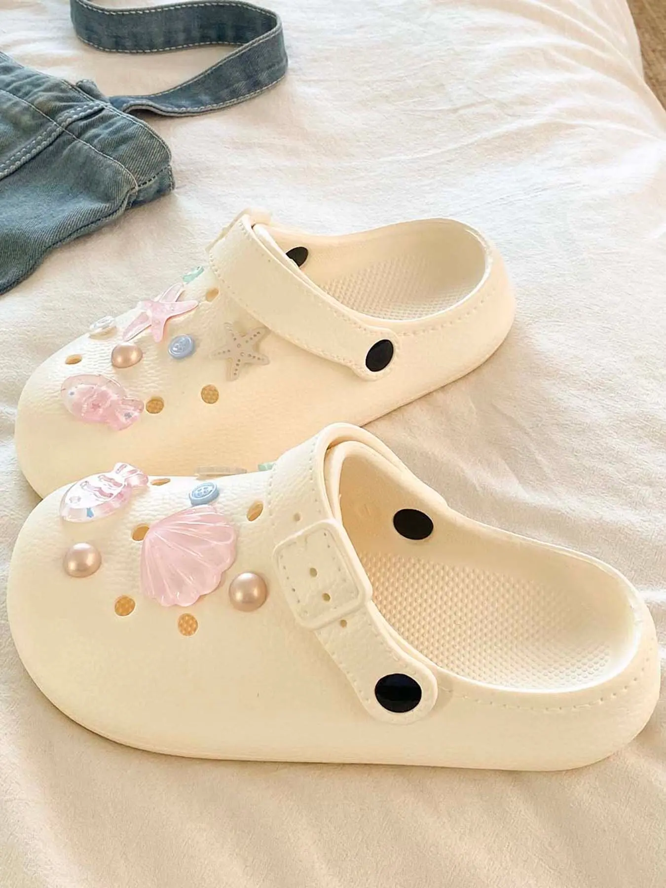 Women's Summer New Eva Holey Shoes, Starfish Decoration, Soft Sole, Comfortable Breathable, Outdoor Versatile, Beach Casual Shoes
