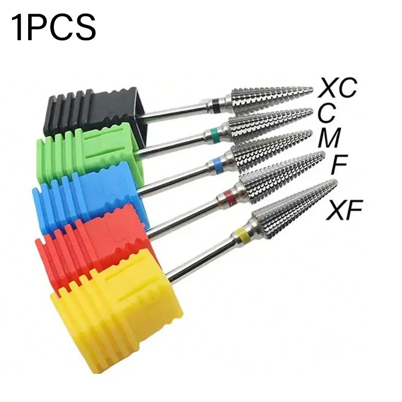 Professional Tungsten Steel Nail Drill Bit, 5-In-1 Carbide Gradient Teeth Design, 16.8mm Long Bit for Manicure Tools & Pre-Treatment
