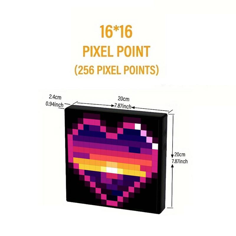 LED Pixel Display, 1 Count Desktop Programmable LED Screen, Customizable DIY Text Pattern LED Pixel Display, LED Pixel Display for Home Game Room Decor, Led Effects, Led Mood Light