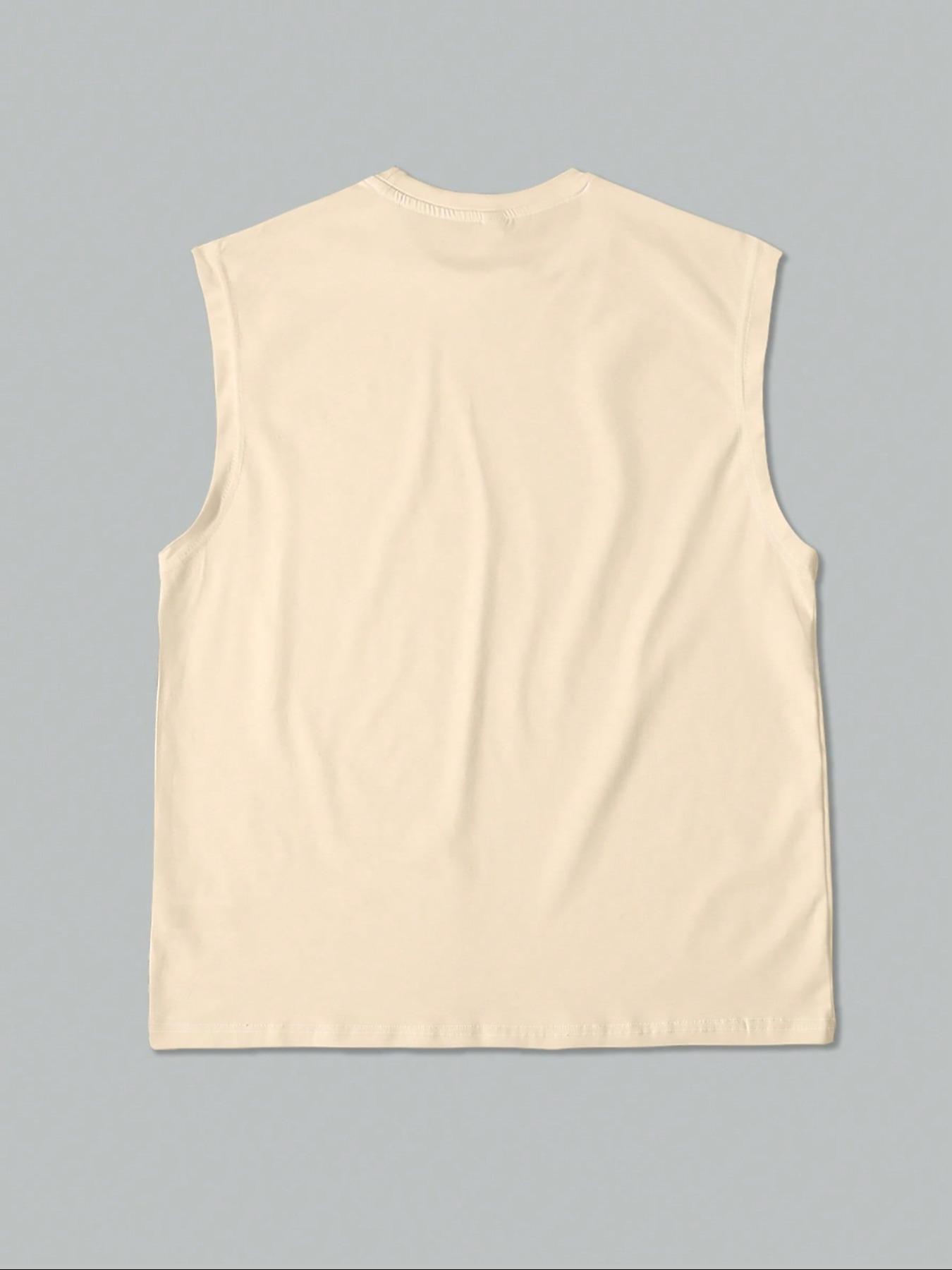 Men's Regular Fit Letter Print Tank Top Sleeveless Round Neck Top for Summer, Men's Top for Daily Wear, Tshirt, Casual Streetwear Top