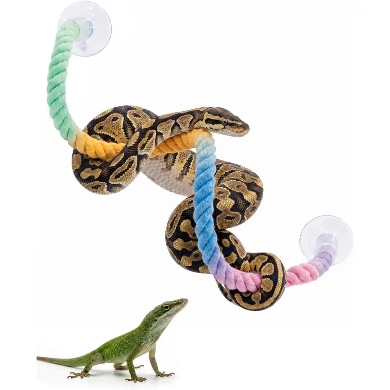 Bendable Snake Enrichment Climbing Rope for Tank with Strong Suction Cup, Ball Python Enrichment, Corn Snake Climbing Toys, Snake Enclosure Accessories to Coil Exercise for Reptile, Lizard