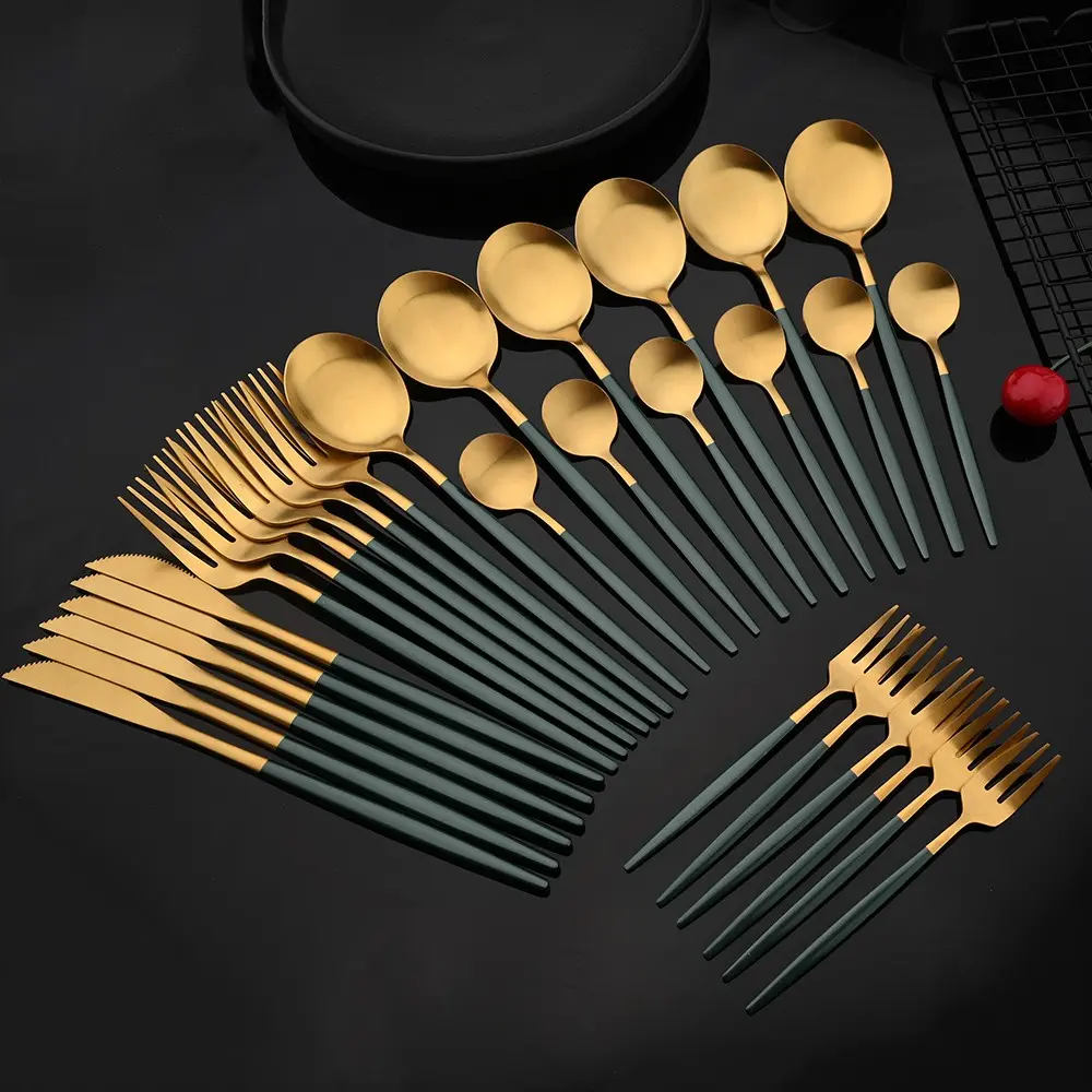 30-Piece Portuguese Style Stainless Steel Cutlery Set, Tableware Utensils, Matte Finish, High-End Forks, Knives, Spoons, Ideal for Home, Hotel, Events, Weddings
