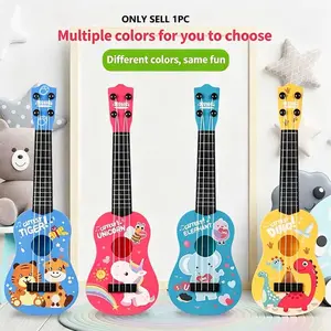 Cartoon Animal Kids Ukulele Toy, Baby Music Starter Guitar, Four Cute Animal Prints, Hand-Eye Coordination, Early Education, Portable Instrument