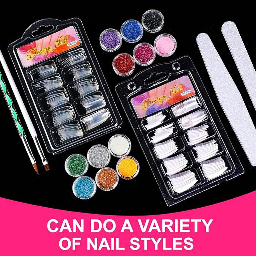 Acrylic Nail Kit for Beginners with Everything: Professional Nail Kit Acrylic Set with Acrylic Nail Powder Liquid Set Nail Kit Acrylic Set Gel Polish U V Light Nail Decoration Supplies Manicure Salon Women Gift