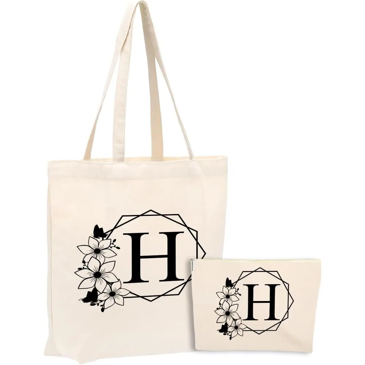Initial Monogrammed Canvas Tote Bag Personalized for Wedding Birthday Beach Christmas  Bag Tote Bag