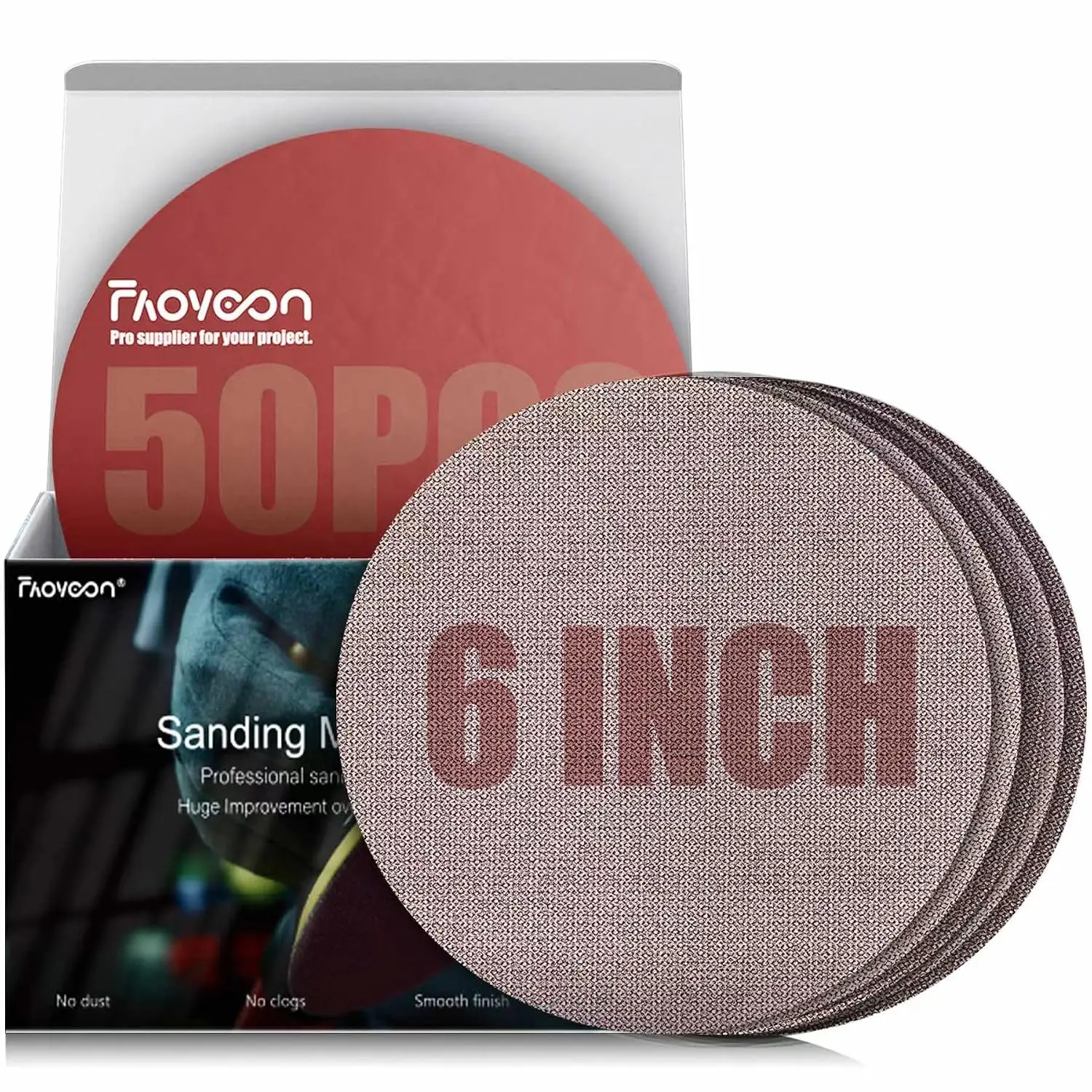 6 Inch Sanding Mesh |  Mesh Hook and Loop Sanding Discs | Dust Free Net Sandpaper | 50 Pack  80 | 120 | 220 | 320 | 600 Grit | Wet and Dry Sanding Screen | Anti-clog/Last