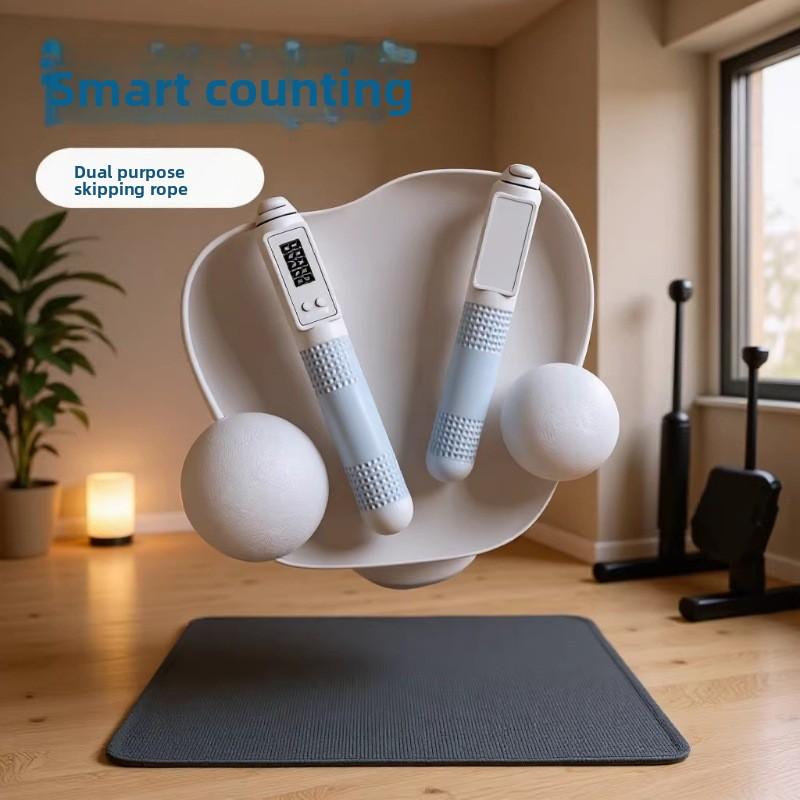 Dual-purpose Smart Counting Steel Wire Rope Cordless Weighted Skipping Rope for Home Use