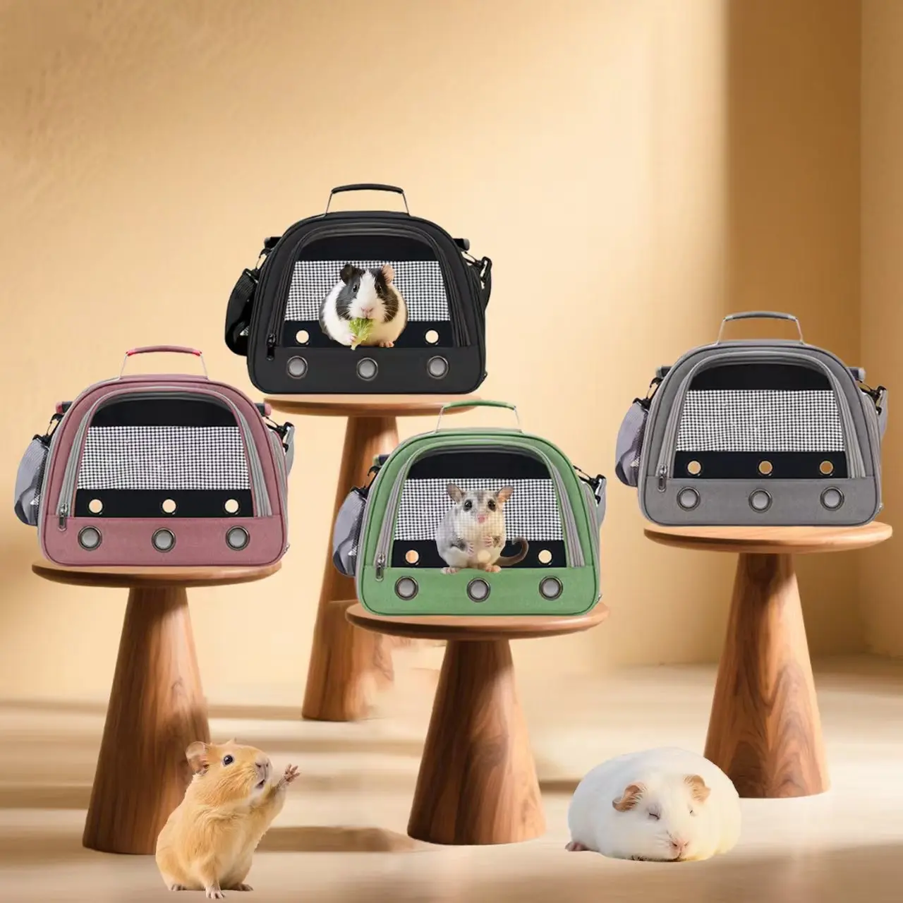 Small Animal Carrier Oxford Cloth Bag - Portable Travel Shoulder Bag for Lizard, Hamster, Breathable, Comfortable Outdoor Pet Supplies Cage